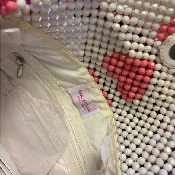 Nwt Isaac Mizrahi White and Pink heart 
Beaded Bag - Picture 4 of 4